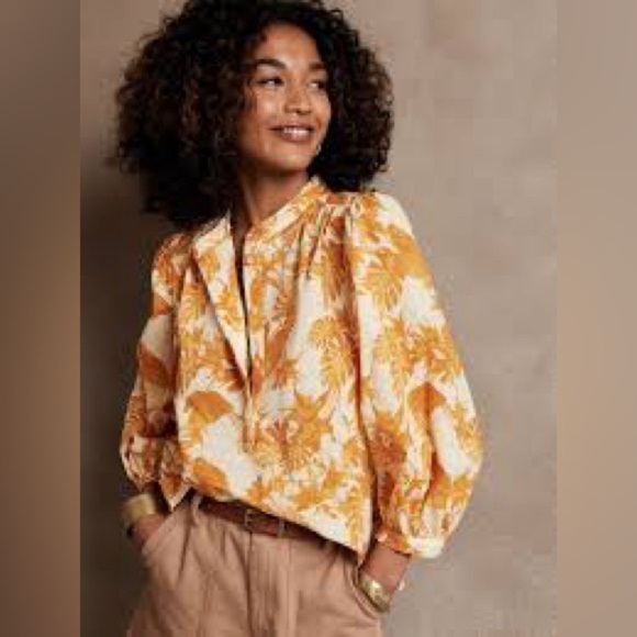 Banana Republic Tops - Banana Republic Cotton Floral Blouse Yellow Size S